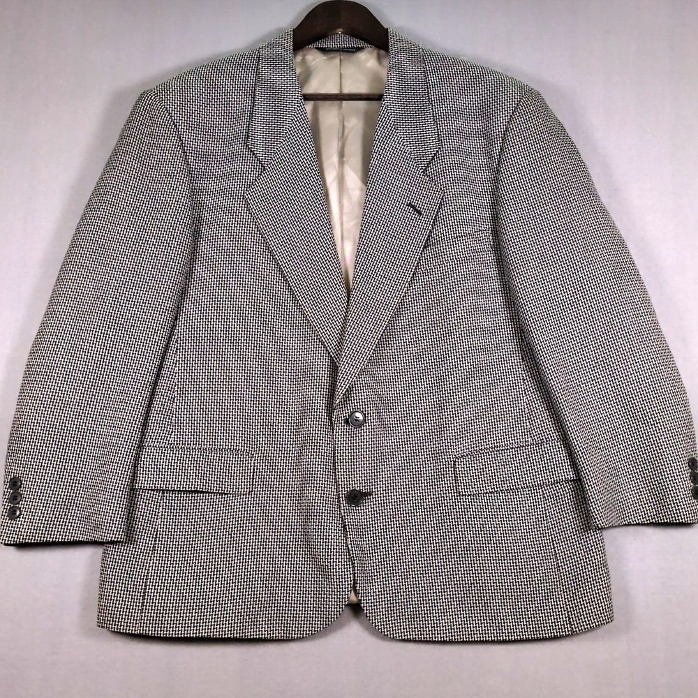 Vtg Pierre Cardin 42‎ SHORT Zig Zag Pattern Two Button Sports Coat Made In USA